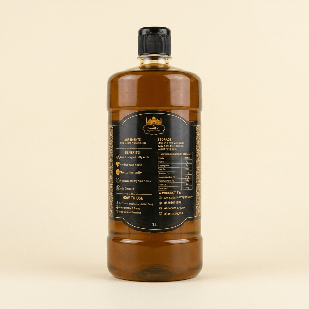 Al-Jannat Organic Cold Pressed Mustard Oil | 1L | Pure Sarson Ka Tail