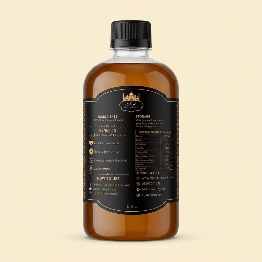 Al-Jannat Organic Cold Pressed Mustard Oil | 500ml | Pure Sarson Ka Tail