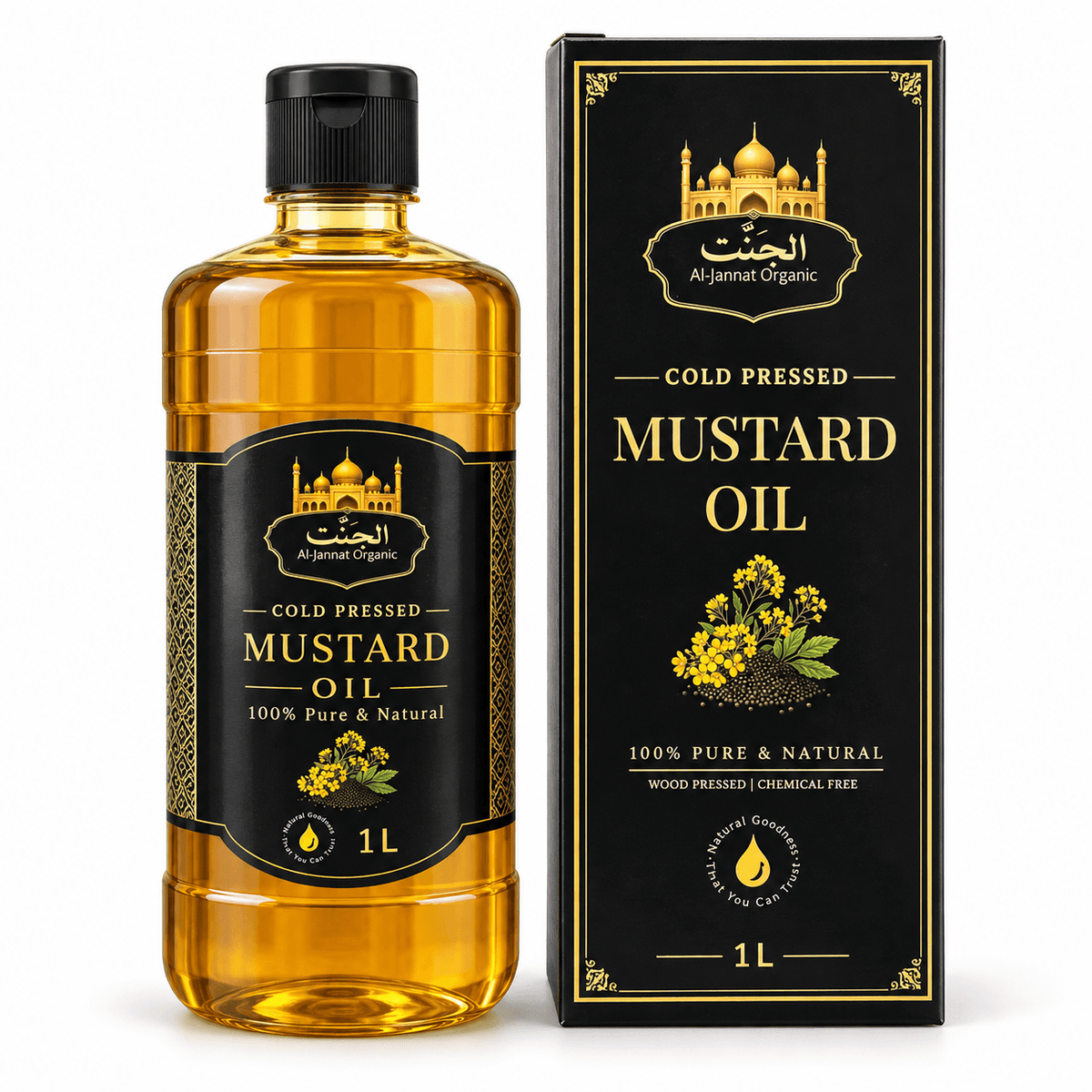 Al-Jannat Organic Cold Pressed Mustard Oil | 1L | Pure Sarson Ka Tail