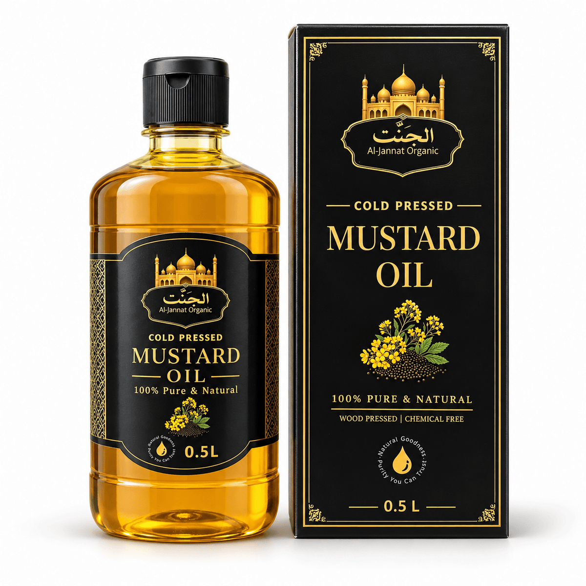 Al-Jannat Organic Cold Pressed Mustard Oil | 500ml | Pure Sarson Ka Tail
